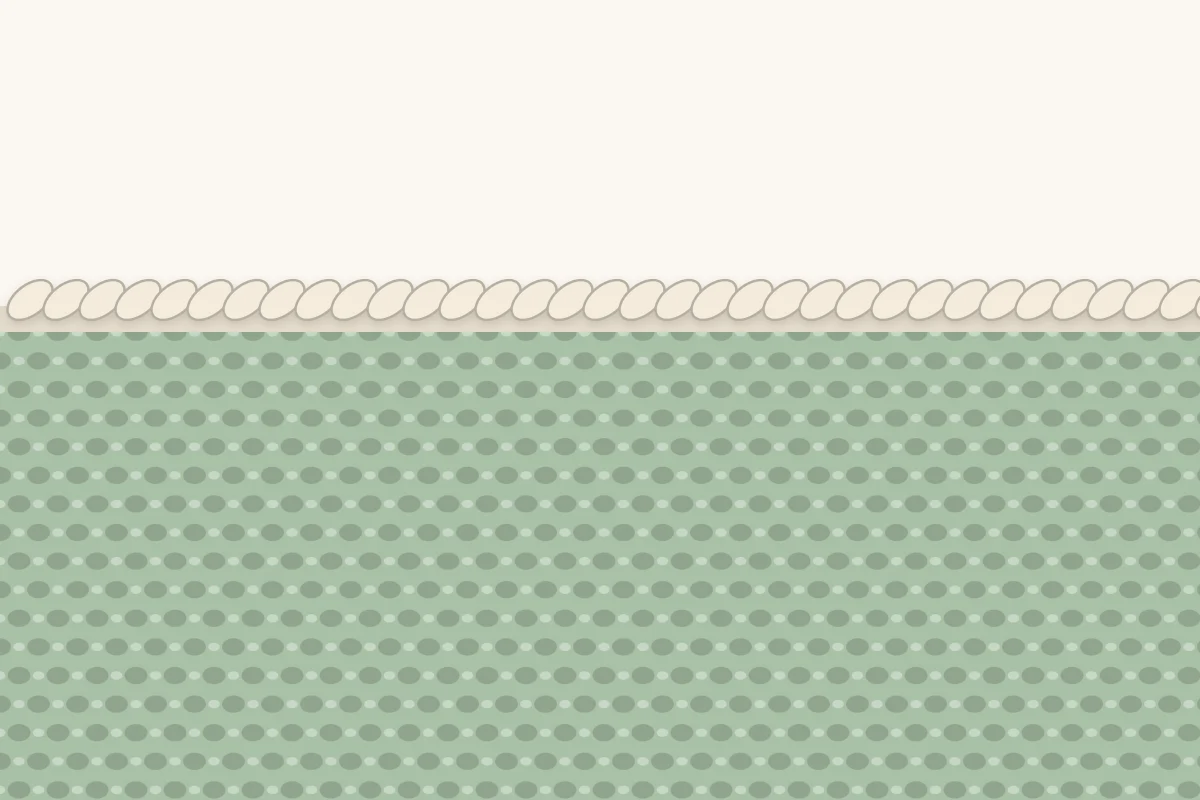 Close-up of crab stitch edging forming a small twisted cord along the edge of crochet fabric