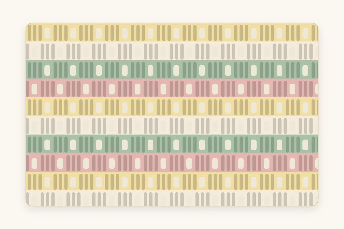 Close-up of granny stripe fabric showing horizontal rows of three-stitch clusters separated by small gaps
